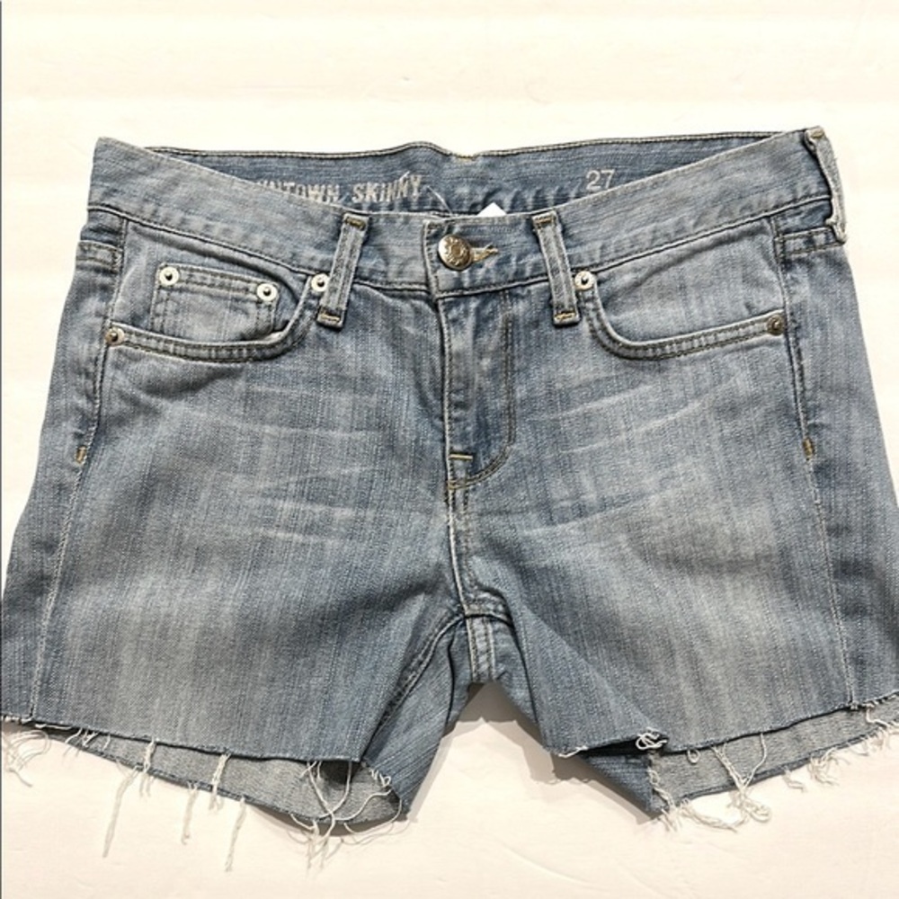 J. Crew downtown skinny light blue Denim raw edge Cutoff Jean Shorts 27”